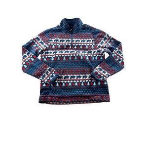 Chubbies The Bearly Wild 1/4 Zip Mens Sz S Snowflake Trees Bears Pullover Fleece